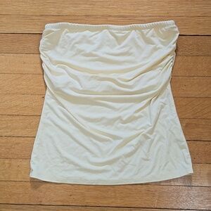 Antistar, Strapless Ruched Shelf Bra Tube Top, Butter Yellow, EUC, Women's M